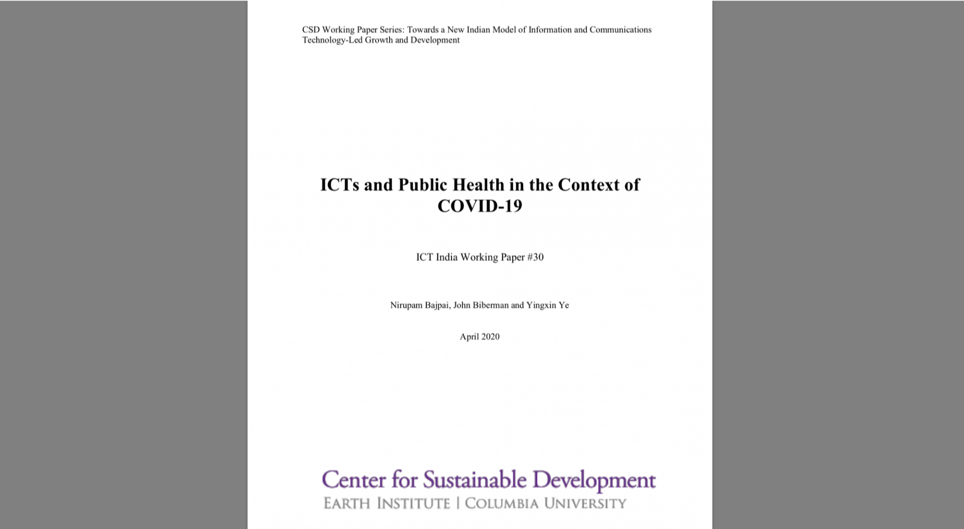 ICTs and Public Health paper screenshot