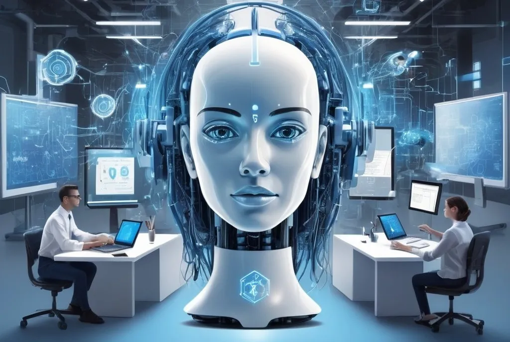 AI Generate image of a bot in an office
