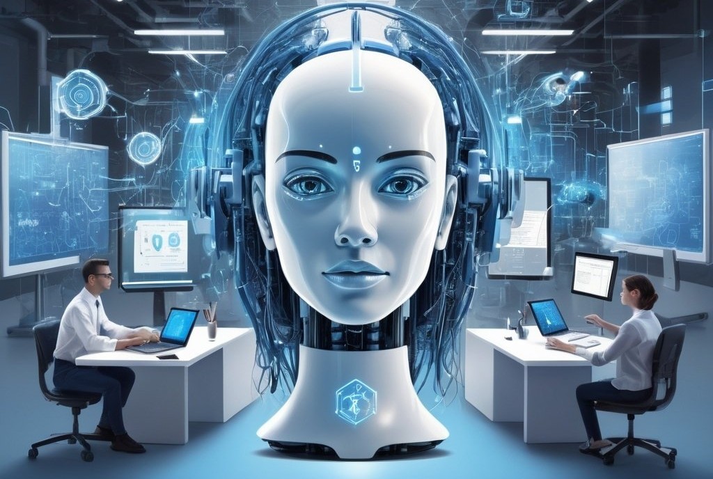 AI Generate image of a bot in an office