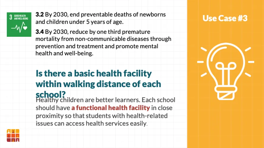 Use Case #3: Proximity of health facility to schools