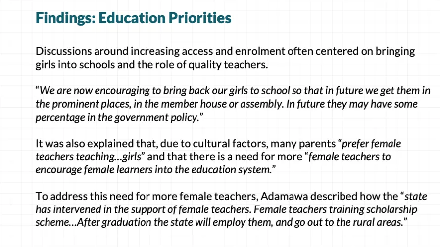 Findings: Education Priorities