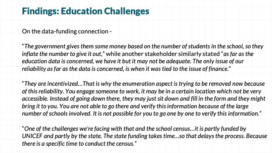 Findings: Education Challenges