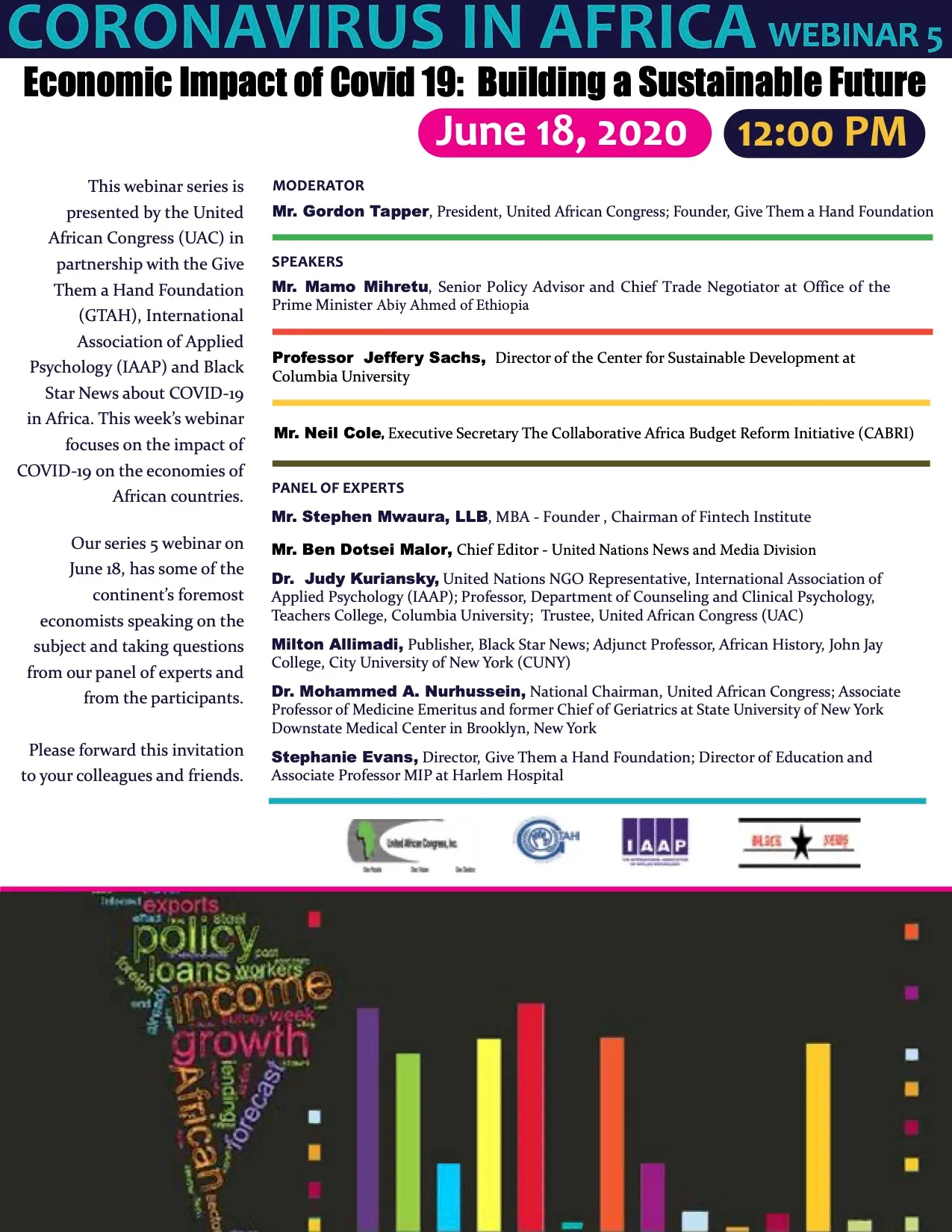 Coronavirus in Africa event flyer.