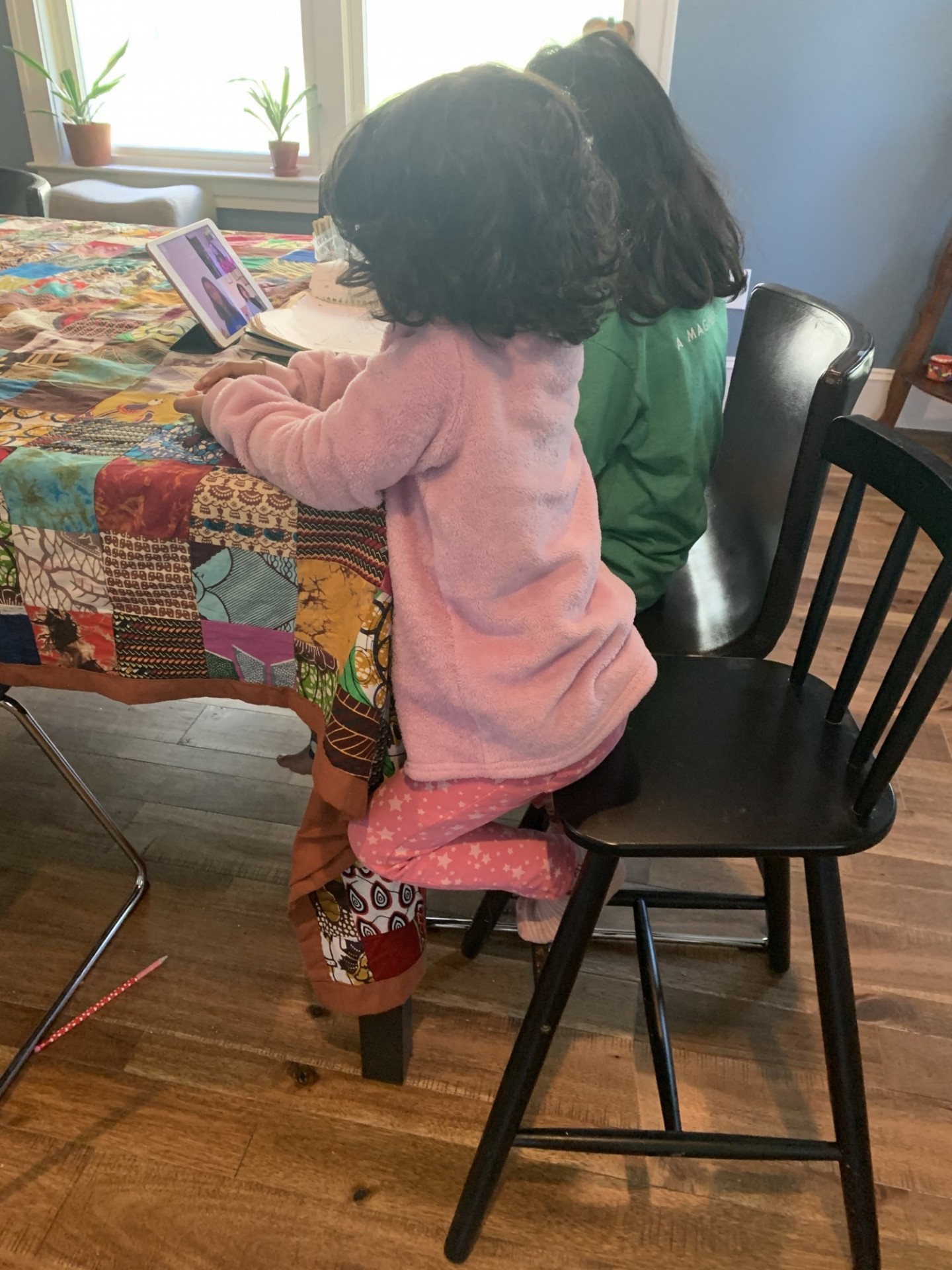 Children attending a class on zoom