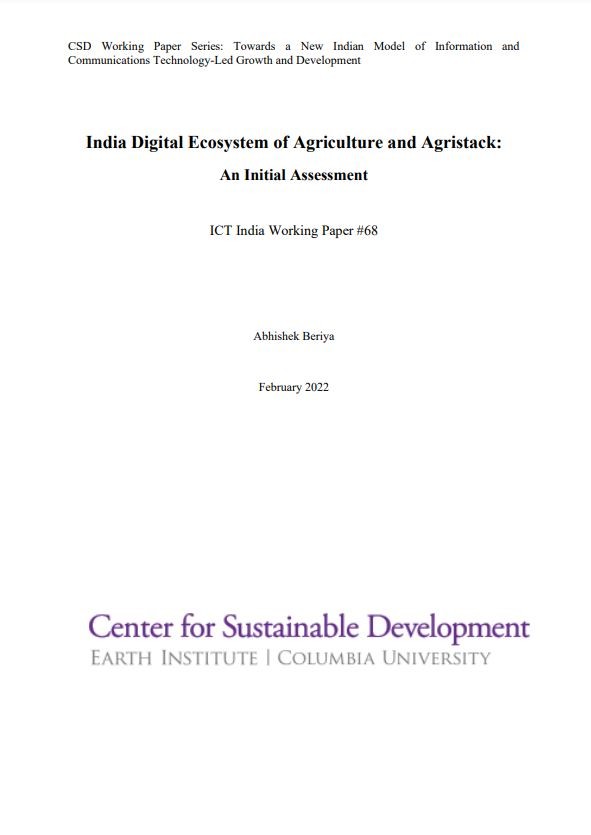 India Digital Ecosystem of Agriculture and Agristack: An Initial Assessment