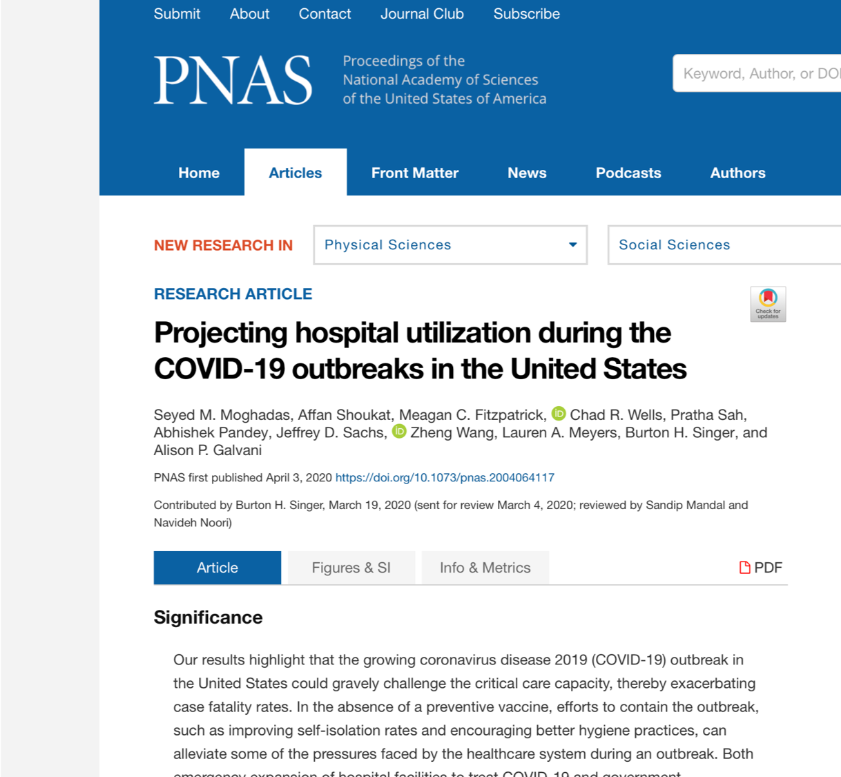 Screenshot of journal front-page